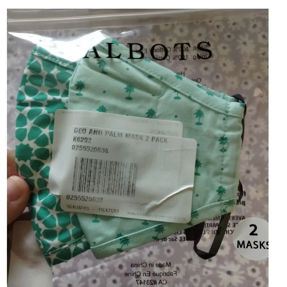 Talbots NEW Lot of 2 Sets (Total of 4) Re-Usable Printed Cloth Face Masks